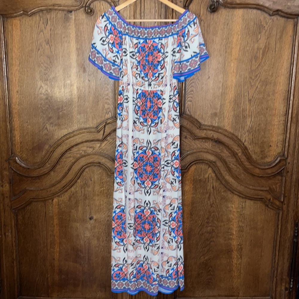 Flying Tomato bohemian short sleeve off the shoulder ruffle maxi dress - Picture 10 of 16
